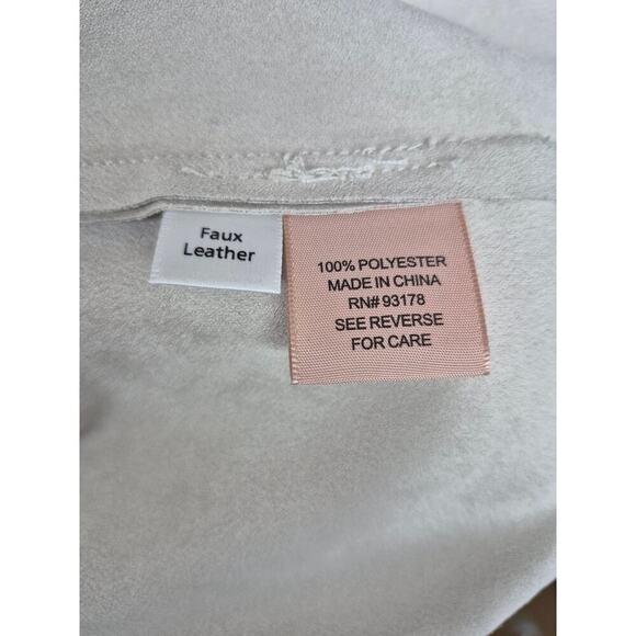 Philosophy 100% Polyester Faux Leather Asymmetrical Zip Cream Jacket Sz M NWOT - Picture 5 of 5